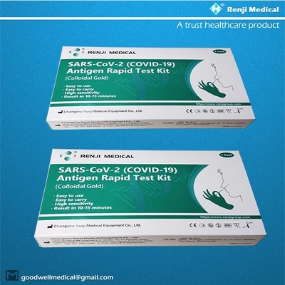Renji COVID 19 Αντιγόνο Rapid Test Kit Ρινικό μάκτρο Κολλοειδές Χρυσό 10 - 15 λεπτά
